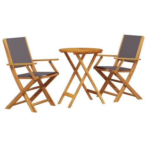 Ensemble de bistro 3 pcs anthracite tissu et bois massif - Photo n°2; ?>