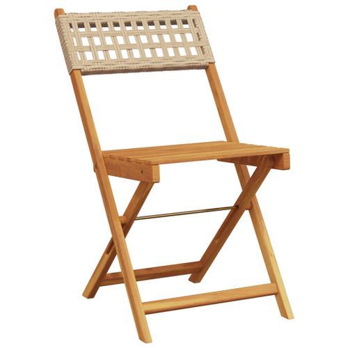 Ensemble de bistro 3 pcs beige résine tressée et bois massif - Photo n°3; ?>