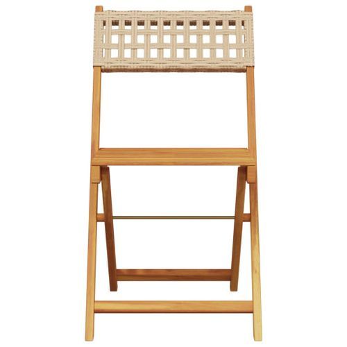 Ensemble de bistro 3 pcs beige résine tressée et bois massif - Photo n°3; ?>