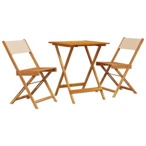 Ensemble de bistro 3 pcs beige tissu et bois massif - Photo n°2; ?>