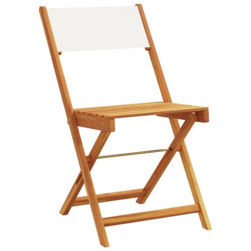 Ensemble de bistro 3 pcs blanc crème tissu et bois massif - Photo n°3; ?>