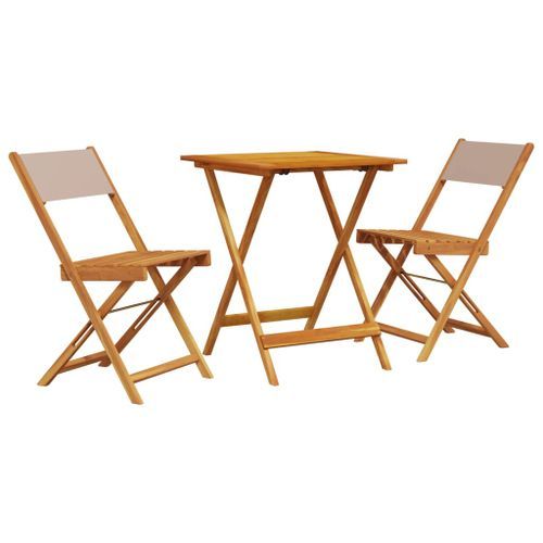 Ensemble de bistro 3 pcs taupe tissu et bois massif - Photo n°2; ?>