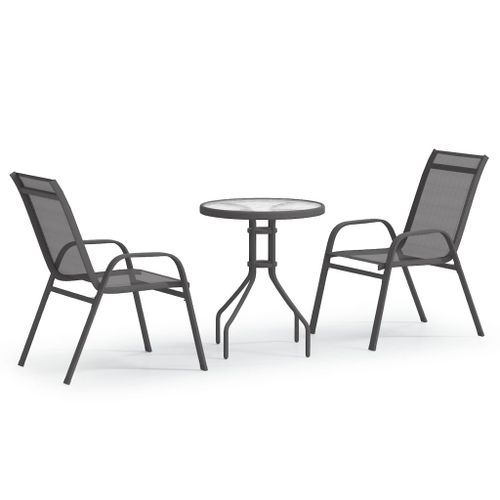 Ensemble de bistro de jardin 3 pcs Gris - Photo n°2; ?>