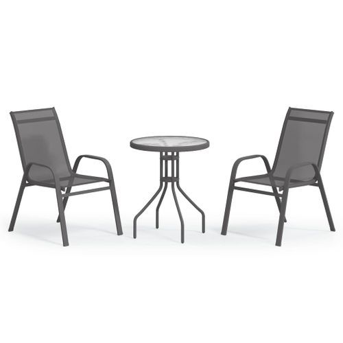 Ensemble de bistro de jardin 3 pcs Gris - Photo n°3; ?>