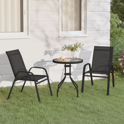 Ensemble de bistro de jardin 3 pcs Noir - Photo n°2; ?>