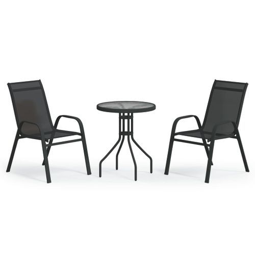 Ensemble de bistro de jardin 3 pcs Noir - Photo n°3; ?>