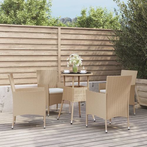 Ensemble de bistro de jardin 5 pcs coussins beige poly rotin - Photo n°2; ?>