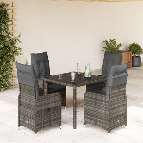 Ensemble de bistro de jardin 5 pcs coussins gris poly rotin - Photo n°2; ?>