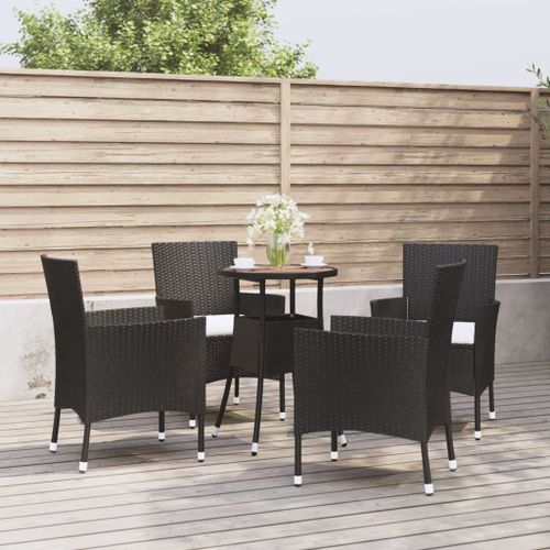 Ensemble de bistro de jardin 5 pcs coussins noir poly rotin - Photo n°2; ?>