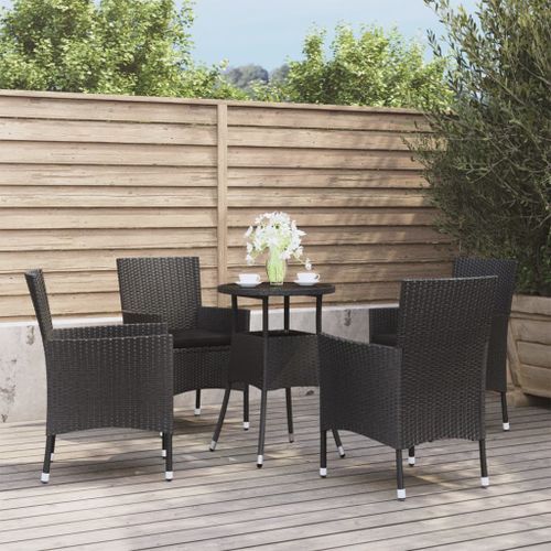 Ensemble de bistro de jardin 5 pcs coussins noir poly rotin - Photo n°2; ?>