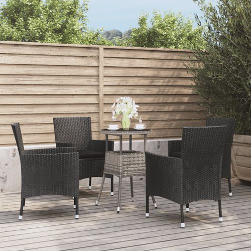 Ensemble de bistro de jardin 5 pcs coussins noir poly rotin - Photo n°2; ?>