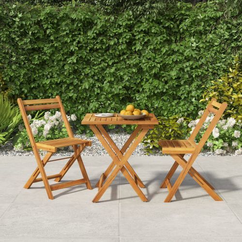 Ensemble de bistro pliable 3 pcs bois d'acacia solide - Photo n°2; ?>