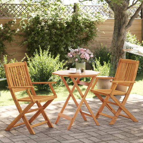 Ensemble de bistro pliable 3 pcs bois d'acacia solide - Photo n°2; ?>