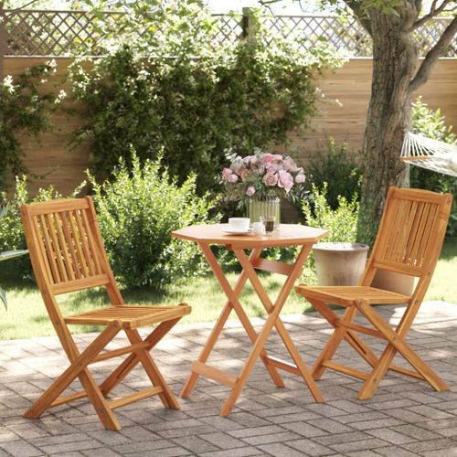 Ensemble de bistro pliable 3 pcs bois d'acacia solide - Photo n°2; ?>