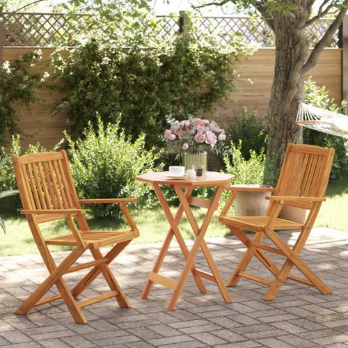 Ensemble de bistro pliable 3 pcs bois d'acacia solide - Photo n°2; ?>