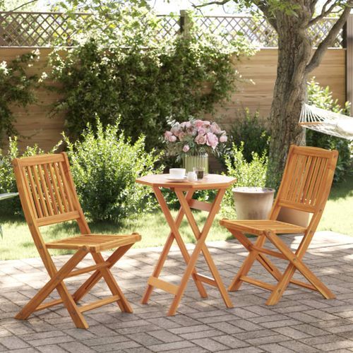 Ensemble de bistro pliable 3 pcs bois d'acacia solide - Photo n°2; ?>