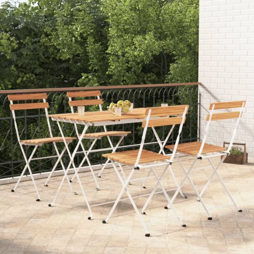 Ensemble de bistro pliable 5 pcs Bois d'acacia solide et acier - Photo n°2; ?>