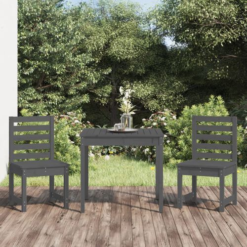 Ensemble de bistrot de jardin 3 pcs gris bois de pin massif - Photo n°2; ?>