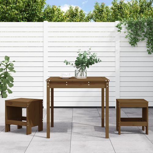 Ensemble de bistrot de jardin 3 pcs marron miel bois pin massif - Photo n°2; ?>