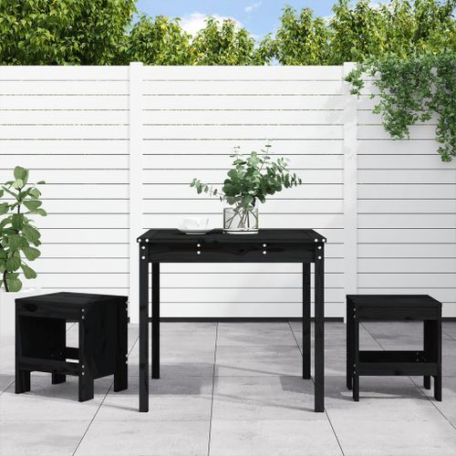 Ensemble de bistrot de jardin 3 pcs noir bois de pin massif - Photo n°2; ?>