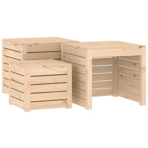 Ensemble de boîtes de jardin 3 pcs bois de pin massif - Photo n°2; ?>