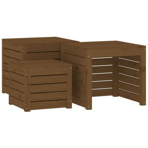 Ensemble de boîtes de jardin 3 pcs marron miel bois pin massif - Photo n°2; ?>