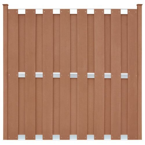 Ensemble de clôture WPC 4 Carré + 1 Incliné 842 x 185 cm Marron - Photo n°3; ?>