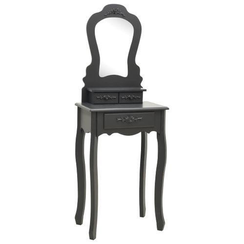 Ensemble de coiffeuse avec tabouret Gris 50x59x136 cm Paulownia - Photo n°2; ?>