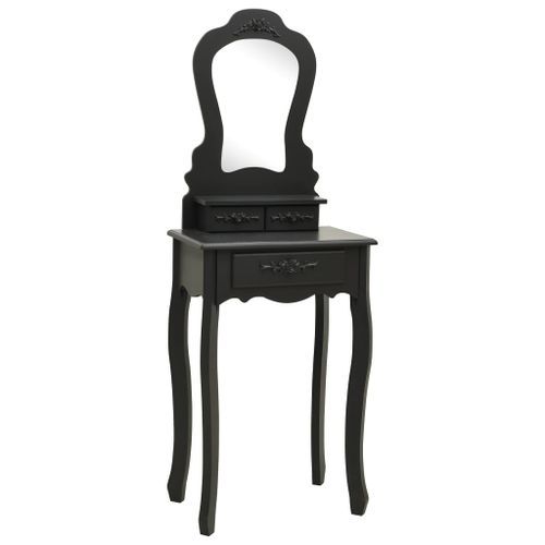 Ensemble de coiffeuse avec tabouret Noir 50x59x136 cm Paulownia - Photo n°2; ?>