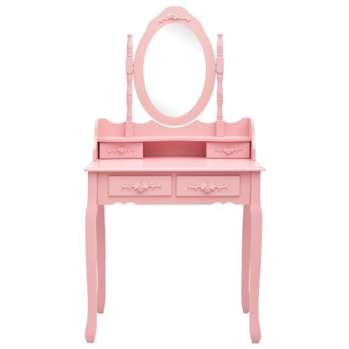 Ensemble de coiffeuse avec tabouret Rose 75x69x140 cm Paulownia - Photo n°3; ?>