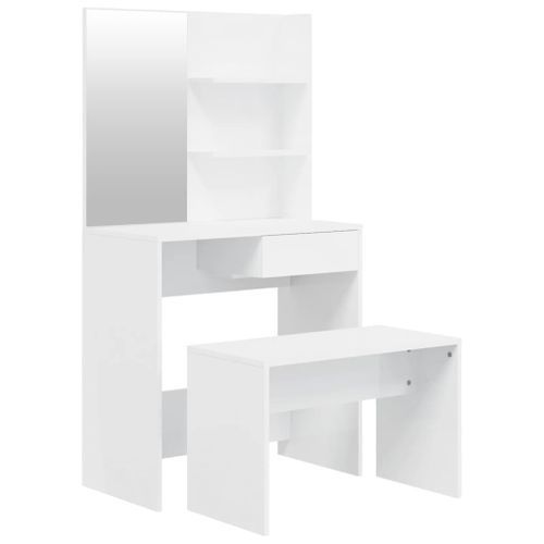 Ensemble de coiffeuse Blanc brillant 74,5x40x141 cm - Photo n°2; ?>