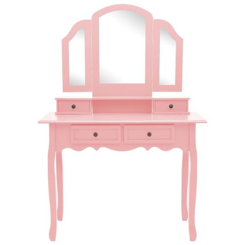 Ensemble de coiffeuse et tabouret Rose 100x40x146 cm Paulownia - Photo n°3; ?>