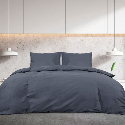 Ensemble de housse de couette Anthracite 135x200 cm Microfibre - Photo n°3; ?>