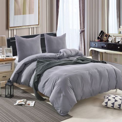 Ensemble De Housse De Couette Anthracite 200x200/60x70 Cm 8 Ensemble de housse de couette Anthracite 200x200/60x70 cm - Photo n°2; ?>