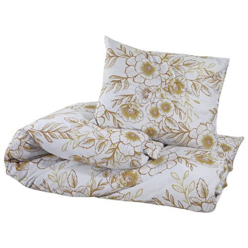 Ensemble de housse de couette blanc et marron 200x220 cm Coton - Photo n°3; ?>