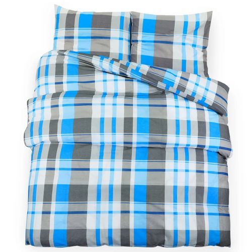 Ensemble de housse de couette Bleu et gris 155x220 cm Coton - Photo n°2; ?>