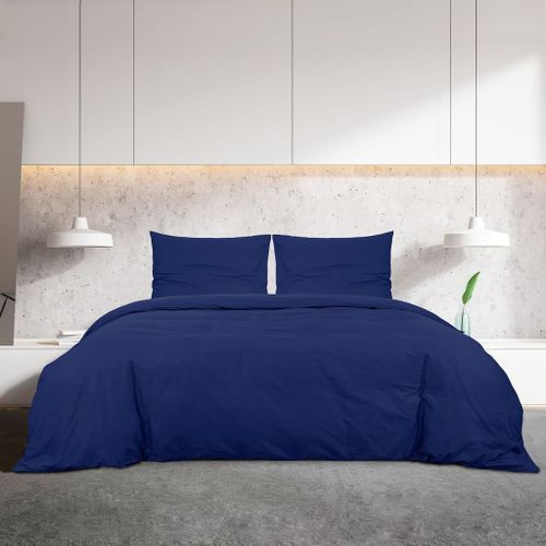 Ensemble de housse de couette Bleu marine 220x240 cm Microfibre - Photo n°3; ?>