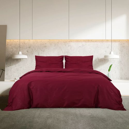 Ensemble de housse de couette Bordeaux 135x200 cm Coton - Photo n°3; ?>