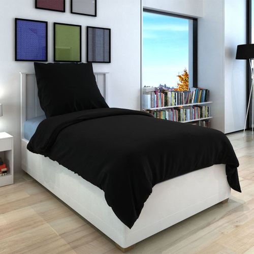 Ensemble de housse de couette Coton Noir 155x220/60x70 cm - Photo n°3; ?>