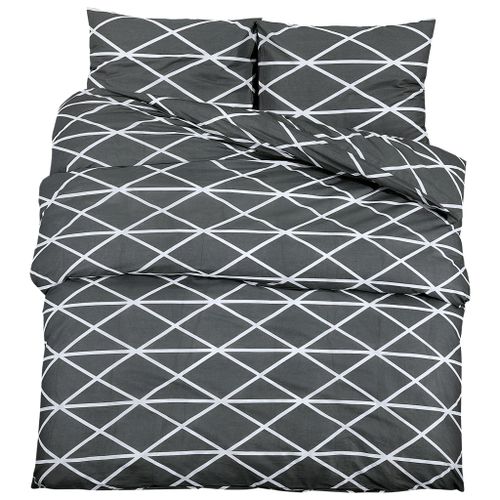 Ensemble de housse de couette Gris 140x200 cm Coton - Photo n°2; ?>