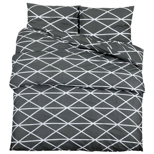 Ensemble de housse de couette Gris 140x200 cm Coton - Photo n°2; ?>