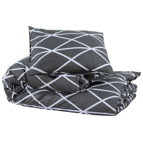 Ensemble de housse de couette Gris 140x200 cm Coton - Photo n°3; ?>
