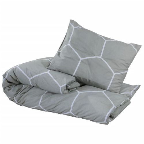 Ensemble de housse de couette Gris 200x200 cm Coton - Photo n°3; ?>