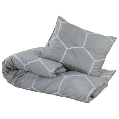 Ensemble de housse de couette Gris 225x220 cm Coton - Photo n°3; ?>