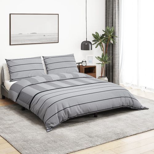 Ensemble de housse de couette Gris 240x220 cm Coton - Photo n°2; ?>