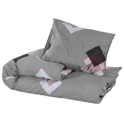 Ensemble de housse de couette Gris 240x220 cm Coton - Photo n°3; ?>