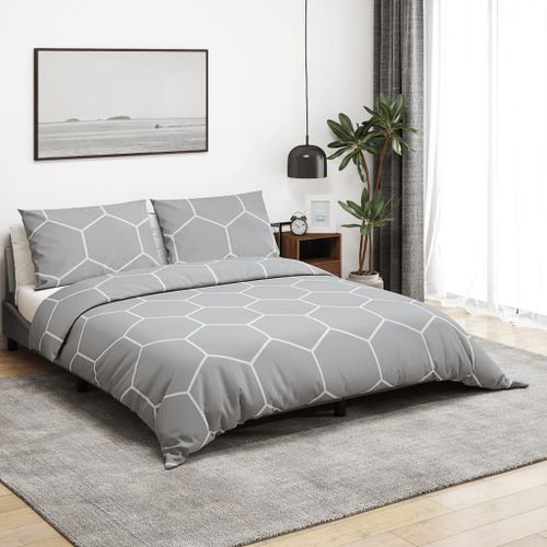 Ensemble de housse de couette Gris 260x220 cm Coton - Photo n°2; ?>