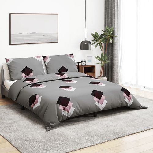 Ensemble de housse de couette Gris 260x240 cm Coton - Photo n°2; ?>