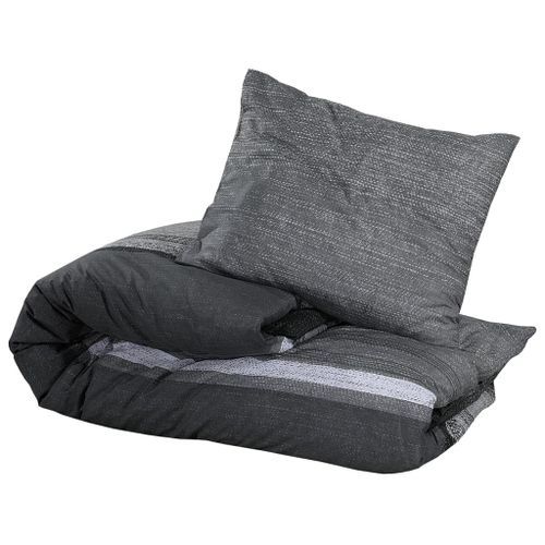 Ensemble de housse de couette gris foncé 140x200 cm Coton - Photo n°3; ?>