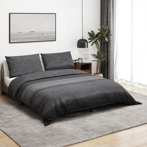 Ensemble de housse de couette gris foncé 200x200 cm Coton - Photo n°2; ?>